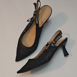 Nicole Miller Elegant Black Lace Heels